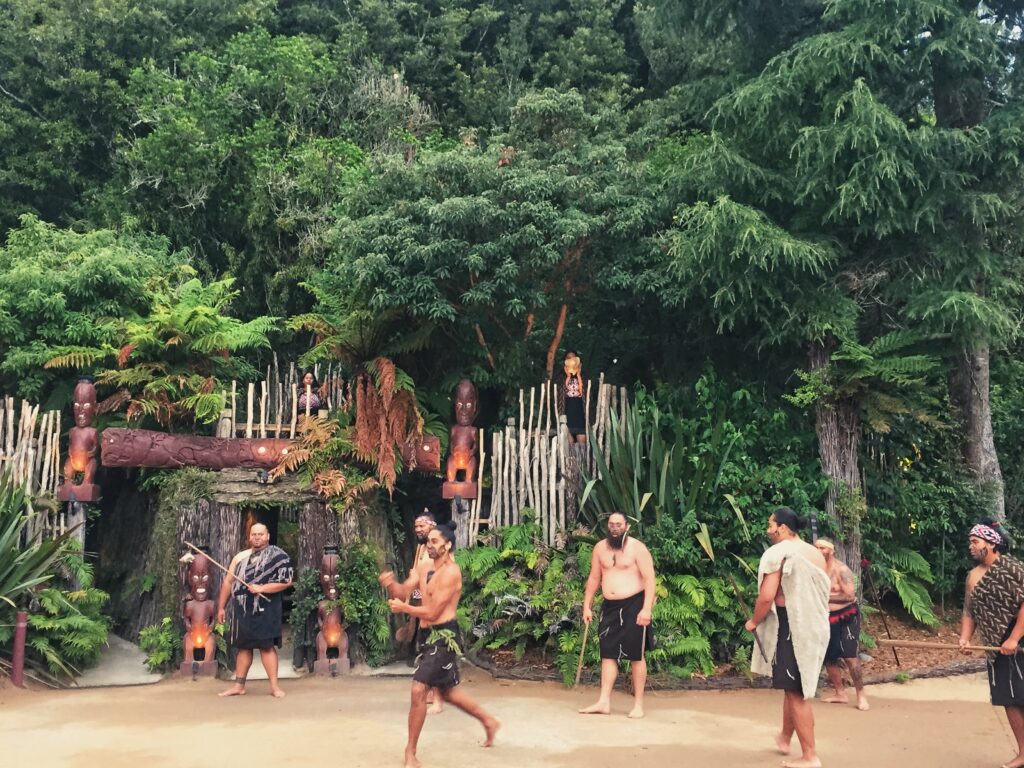 Mitai Maori Village- maori men performing haka