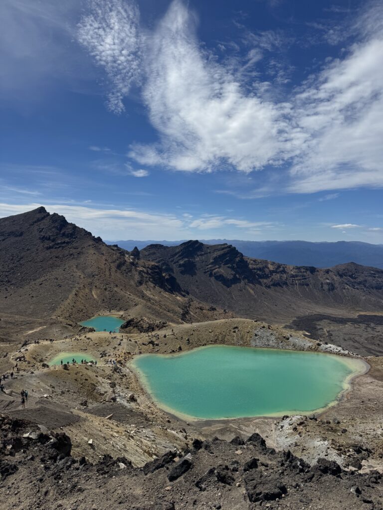 sulphur lakes on tongariro crossing hike, new zealand.
