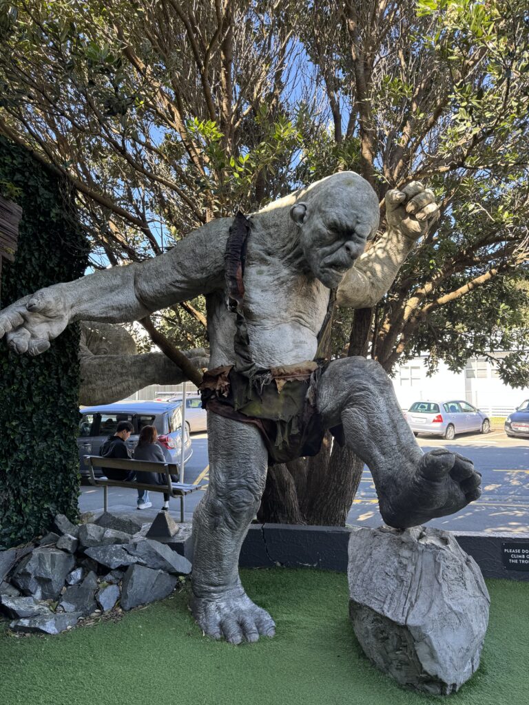 troll from the hobbit films. placed out side of weta workshop, wellington new zealand