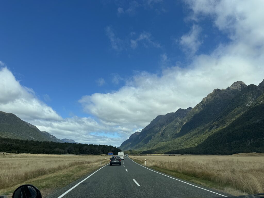 mountain from from te anau to milford sound, new zealand.